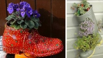 Pots de fleurs et vieilles Chaussures, Mais utiliser ses vielles chaussures comme pots de fleurs est surement quelque chose que peu de personnes connaissent.