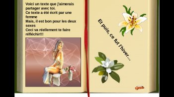 Petit à petit le temps fait son oeuvre... Arrive l'instant où le corps rechigne mais l'esprit, rempli de souvenirs, ne retient que les souvenirs heureux... 
Et le coeur exhale sa tendresse ...
les moments tristes de la vie sont relégués...
À quoi bon ressasser le passé, il est là.
Les jours heureux enjolivent notre quotidien.
Fermons les yeux pour remonter le temps 
et ouvrons les pour profiter du present
en espérant des lendemains en douceur ...
