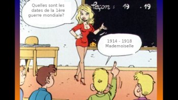 
nos enfants s'intéressent beaucoup à l'histoire et suivent apparemment l'évolution de notre monde avec assiduité ... cette petite blague en image un peu "légère" m'a amusée ... les médias ont un impact réel sur nos têtes blondes... rien ne leur échappe !!!
je precise : c'est de l'humour ! ... juste pour rire...