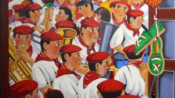 Les fêtes de Bayonne 2015, exaltation de la culture Basque. Défilé du Corso des fêtes de Bayonne 2015. sur le thème des groupes musicaux des années 60 à 80, défilant sur les deux rives de l'Adour.