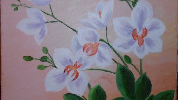 
J'ai peint les orchidées qui illustrent mon poème en pensant à ma mère qui les aimait beaucoup.