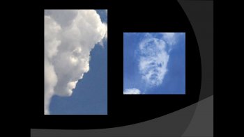       Vous arrive-t-il parfois de regarder les nuages, dans le ciel ? De voir des visages,des animaux? 
       D'après les conclusions d'une étude menée par des chercheurs japonais, cela pourrait vouloir dire que vous êtes plus névrosé que la moyenne!.Mais certains le considèrent comme le signe d'un défunt disparu.
    POURQUOI PAS DE L'IMAGINATION TOUT SIMPLEMENT ? ILLUSION D'OPTIQUE?...
