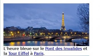 **L'heure bleue est la période entre le jour et la nuit où le ciel se remplit presque entièrement d'un bleu plus foncé que le bleu ciel du jour1. Elle correspond plus précisément à une période courte du crépuscule nautique ou de l'aube nautique. 

à regarder en grand écran pour le plaisir des yeux...

SOURCE INTERNET   et wikipédia
